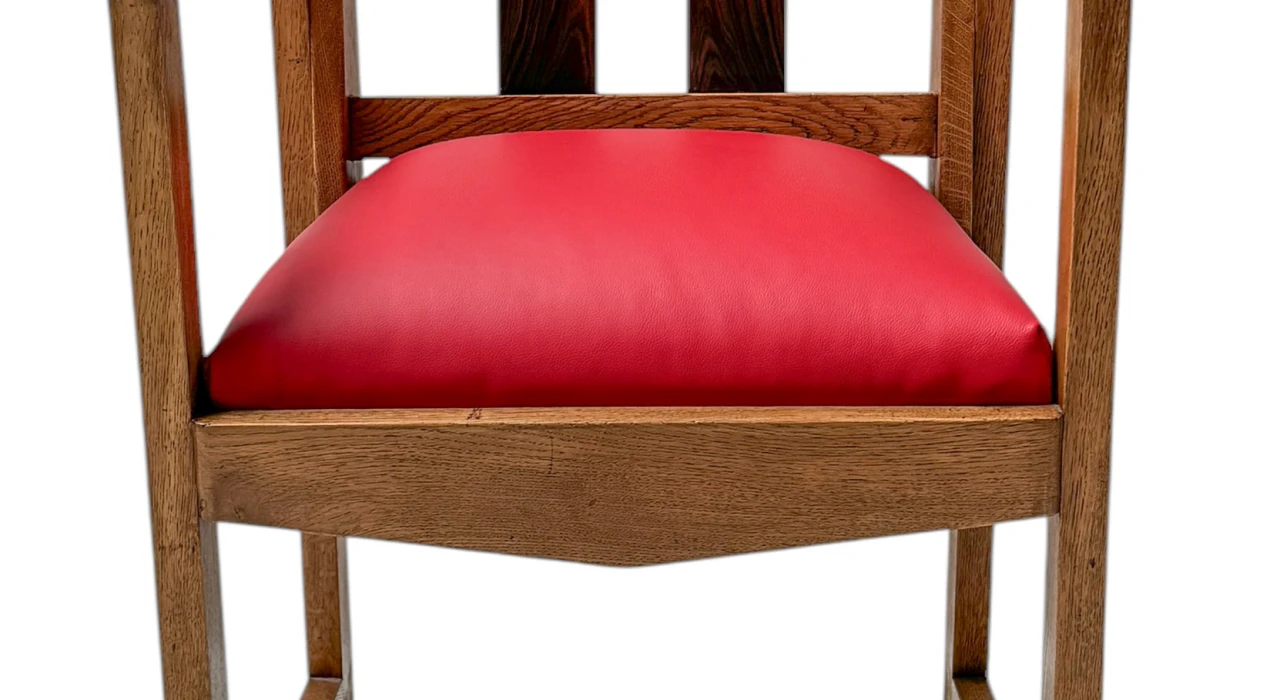 Art Deco Modernist Armchair with Red Leather Seat, 1920s